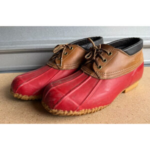 VTG Men's Sz 9 Eddie Bauer Low‎ Top Duck Boots Shoes Red Tan